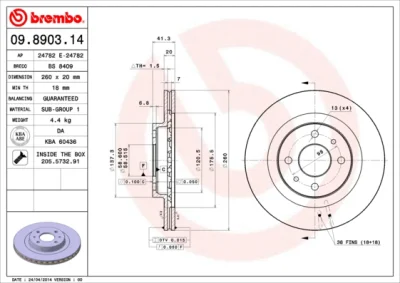 09.8903.14 BREMBO Тормозной диск