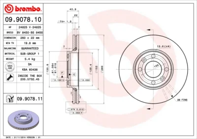 Тормозной диск BREMBO 09.9078.11