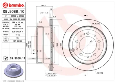 09.9086.10 BREMBO Тормозной диск