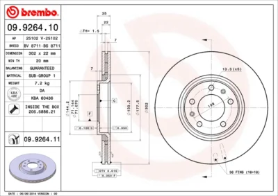 09.9264.11 BREMBO Тормозной диск