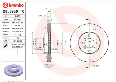 Тормозной диск BREMBO 09.9350.10