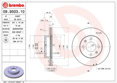 09.9503.10 BREMBO Тормозной диск