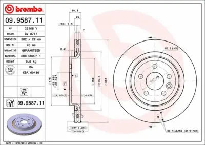 09.9587.11 BREMBO Тормозной диск