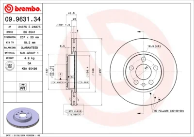 09.9631.34 BREMBO Тормозной диск