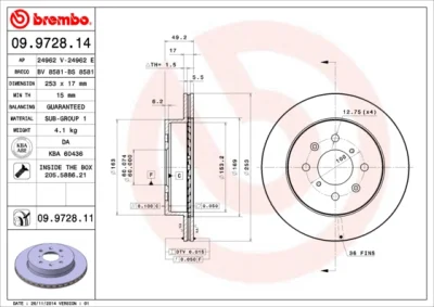 Тормозной диск BREMBO 09.9728.11