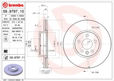 09.9797.10 BREMBO Тормозной диск