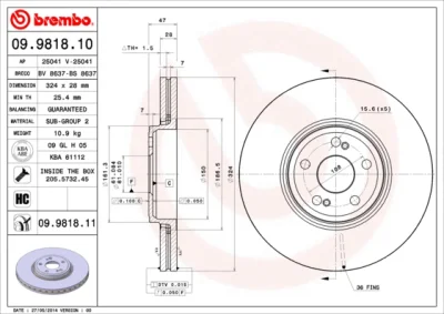 Тормозной диск BREMBO 09.9818.10