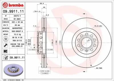 09.9911.11 BREMBO Тормозной диск