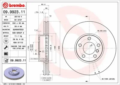 09.9923.11 BREMBO Тормозной диск