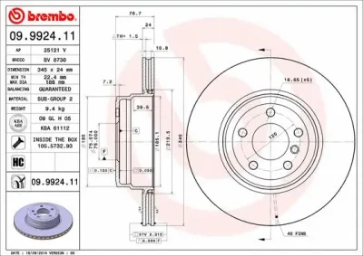 09.9924.11 BREMBO Тормозной диск