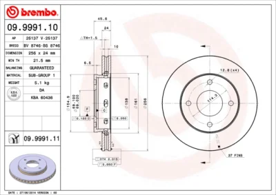 09.9991.10 BREMBO Тормозной диск