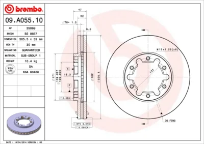 09.A055.10 BREMBO Тормозной диск