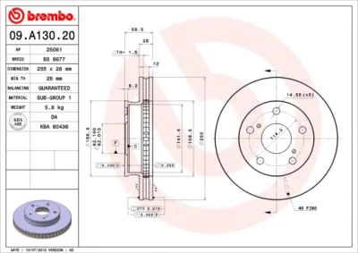 Тормозной диск BREMBO 09.A130.20