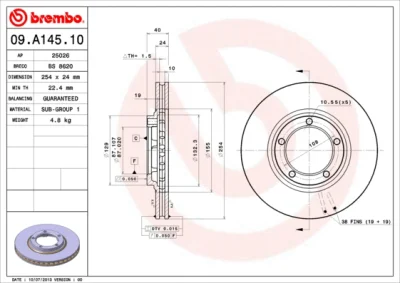 09.A145.10 BREMBO Тормозной диск