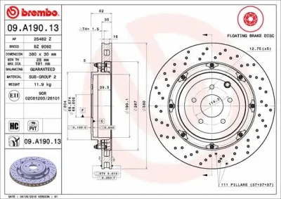 Тормозной диск BREMBO 09.A190.13