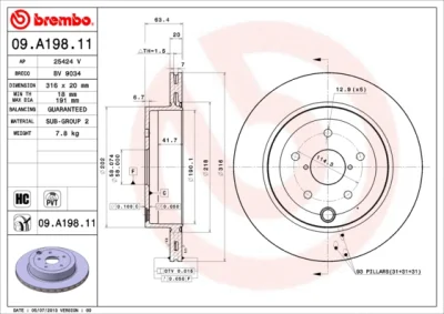 Тормозной диск BREMBO 09.A198.11