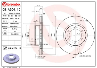 09.A204.10 BREMBO Тормозной диск