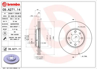 09.A271.11 BREMBO Тормозной диск