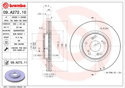 09.A272.11 BREMBO Тормозной диск