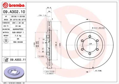09.A302.11 BREMBO Тормозной диск