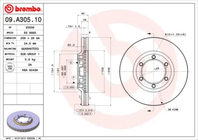 09.A305.10 BREMBO Тормозной диск