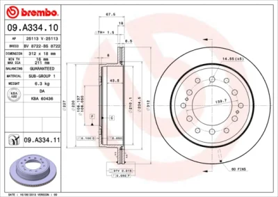 09.A334.10 BREMBO Тормозной диск
