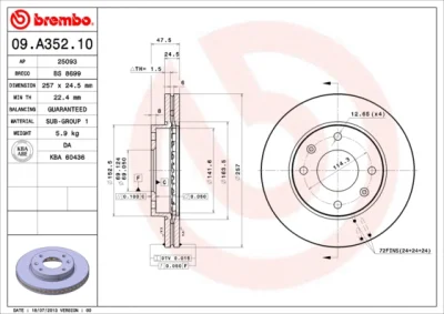 09.A352.10 BREMBO Тормозной диск