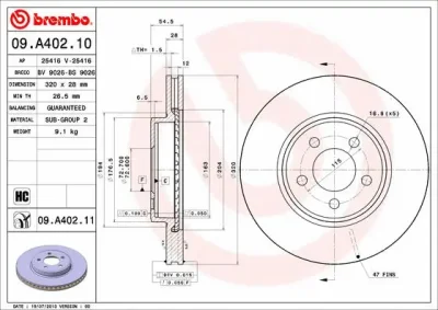09.A402.11 BREMBO Тормозной диск