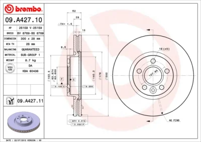 09.A427.11 BREMBO Тормозной диск