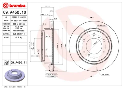 09.A450.10 BREMBO Тормозной диск