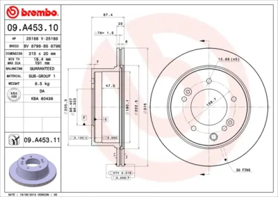09.A453.11 BREMBO Тормозной диск