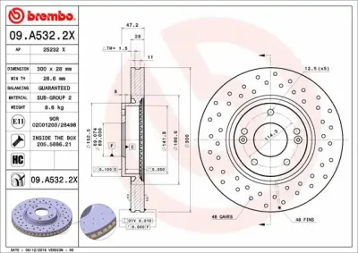 Тормозной диск BREMBO 09.A532.2X