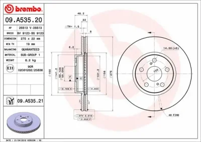 Тормозной диск BREMBO 09.A535.21