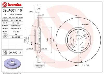 09.A601.10 BREMBO Тормозной диск