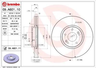 09.A601.11 BREMBO Тормозной диск