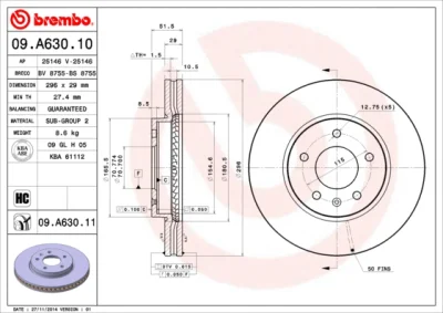 09.A630.10 BREMBO Тормозной диск