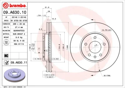 Тормозной диск BREMBO 09.A630.11