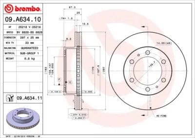 09.A634.10 BREMBO Тормозной диск