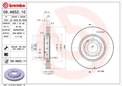 09.A652.11 BREMBO Тормозной диск
