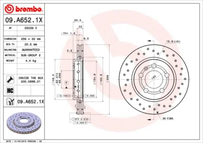 09.A652.1X BREMBO Тормозной диск