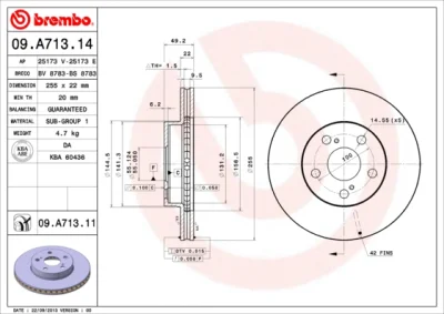 09.A713.11 BREMBO Тормозной диск