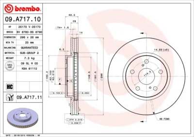 09.A717.10 BREMBO Тормозной диск