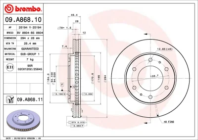 Тормозной диск BREMBO 09.A868.11