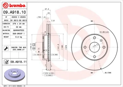 Тормозной диск BREMBO 09.A918.10