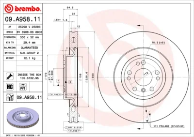 09.A958.11 BREMBO Тормозной диск