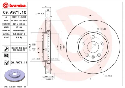 09.A971.11 BREMBO Тормозной диск