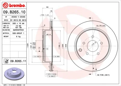 Тормозной диск BREMBO 09.B265.11
