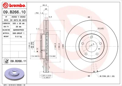Тормозной диск BREMBO 09.B266.10