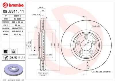 Тормозной диск BREMBO 09.B311.11