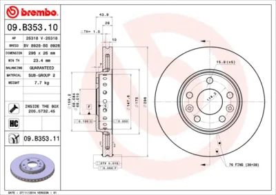 09.B353.10 BREMBO Тормозной диск